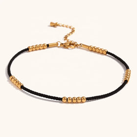 Dingran Trendy Waterproof Gold Plated Bead Chain Anklets 18K Gold Stainless Steel Chain Anklets