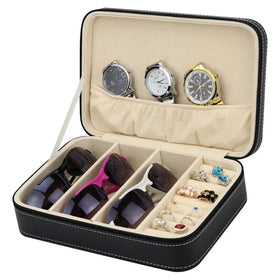 Travel Jewelry Sunglasses Storage Case Box Ring Eyeglasses Accessories Gifts Protection Storage Box With Zipper