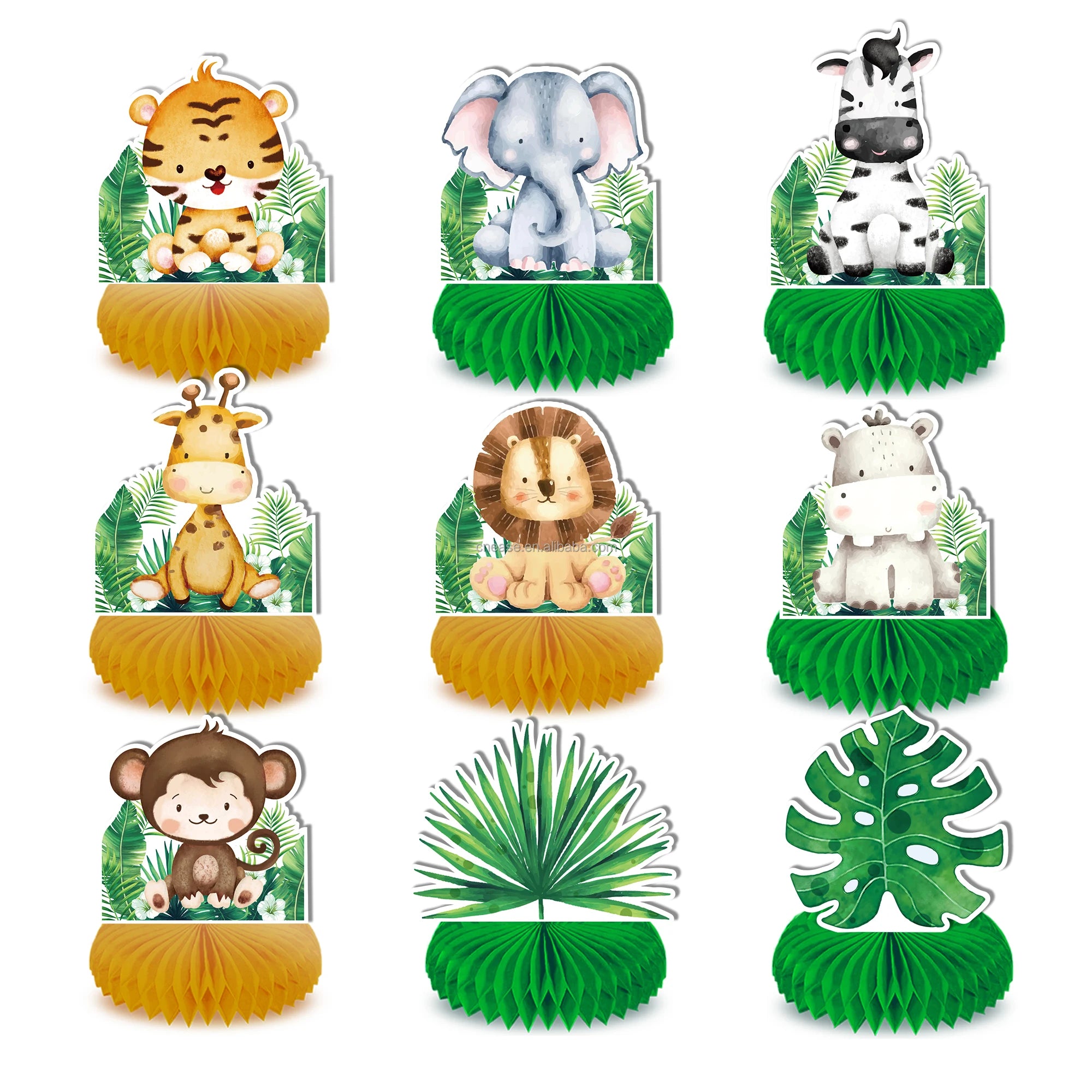 FW036 Jungle Animal Party Honeycomb Table Centerpieces Toppers Table Decorations 9 Pcs for Kids  Party Decoration