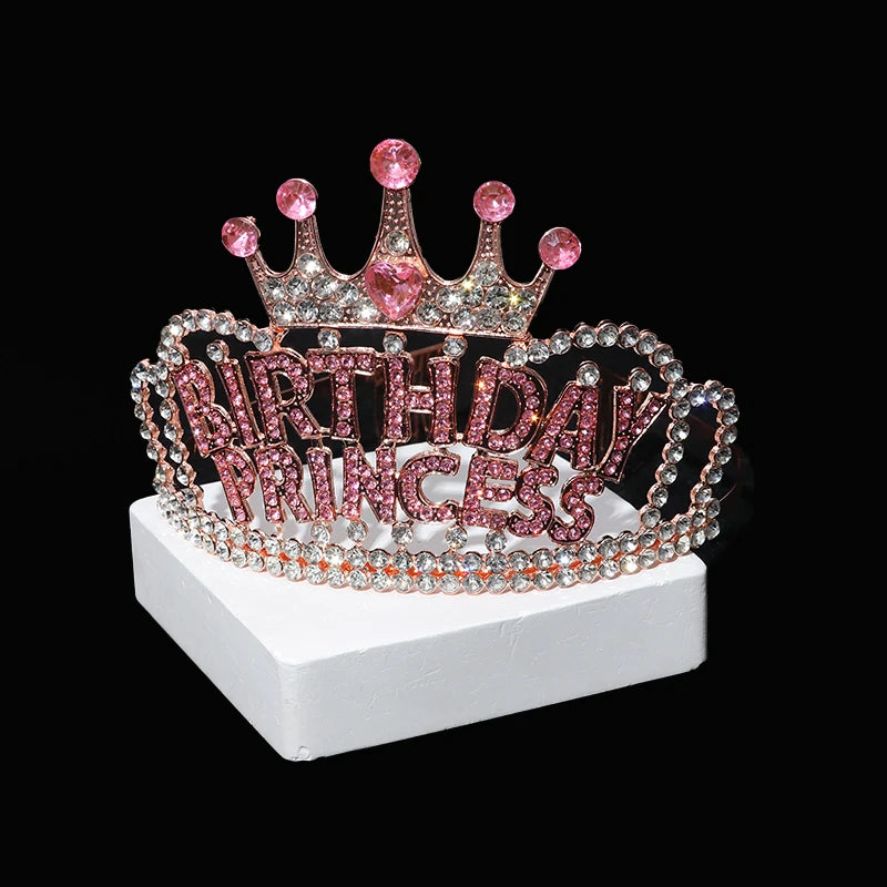 Wholesale Low Cost Hot Selling New Design Crown With Comb Party Hair Jewelry Pink Diamond Birthday Princess Tiara for Girl