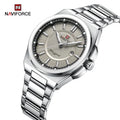 NAVIFORCE 9212 SGY Wholesale Men Quartz Wrist Watches Silver Stainless Steel Waterproof Band Customized Logo Business Male Saat