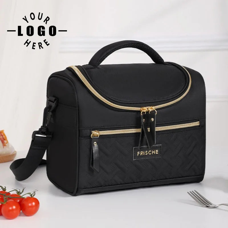 Portable Lunch Bag Food Thermal Box Durable Waterproof Office Cooler Lunchbox with Shoulder Strap Picnic Bag for Couples Unisex