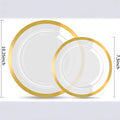 7&10inch Plastic Disposable Party Plates with Premium Gold Rim Custom Color & Logo 25pcs/Box for Weddings
