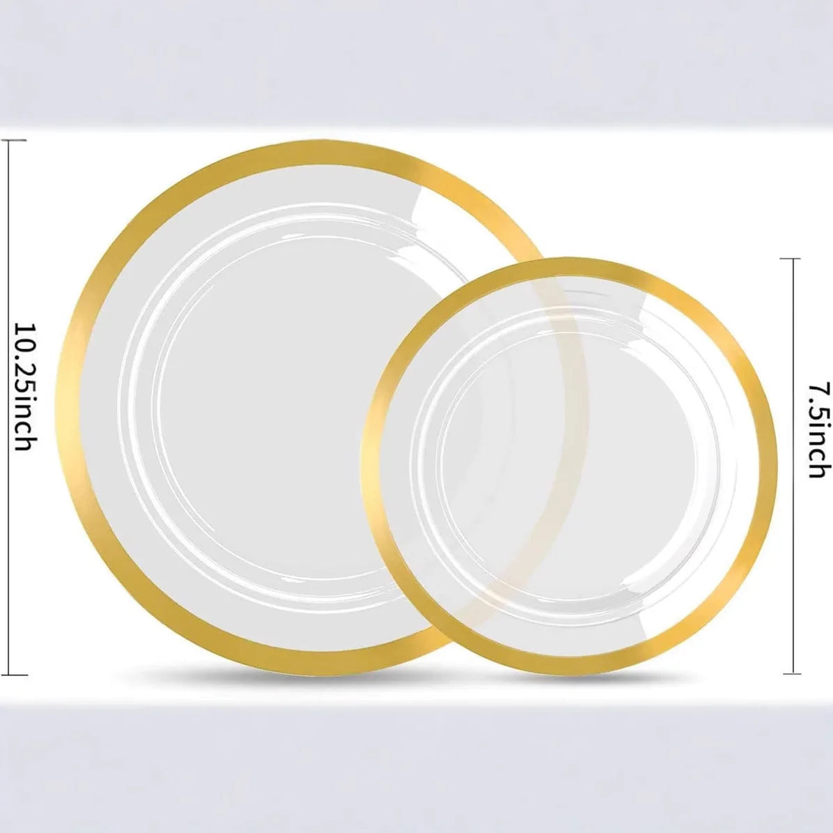 7&10inch Plastic Disposable Party Plates with Premium Gold Rim Custom Color & Logo 25pcs/Box for Weddings