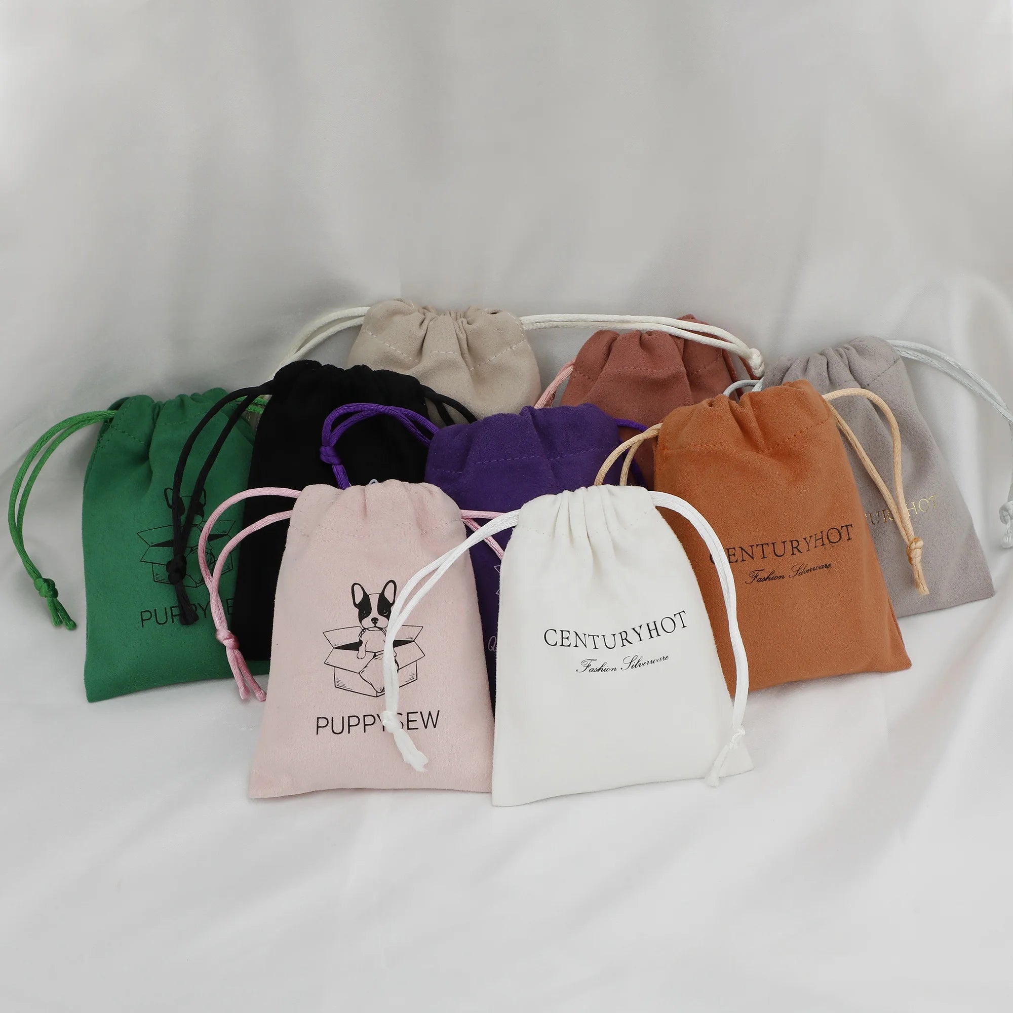 Custom Logo Pink 8*8cm Suede Drawstring  Packaging Bags  Jewelry GIft  Packaging Bags With You logo