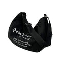 2025 Women's Trendy Lazy Canvas Crossbody Bag Single Shoulder Capacity Letter Carrier Zipper Fashionable Casual Messenger