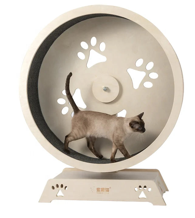 2022 New Eco-Friendly Cat Toy Big Cat Scratcher with Exercise Wheel Cardboard Furniture Decor Wood and Plastic Material