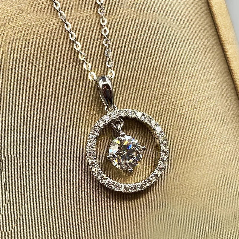 CAOSHI Beautiful Delicate Round Zircon Silver Plated Pendent Charm Crystal Engagement for Bride Necklace Woman