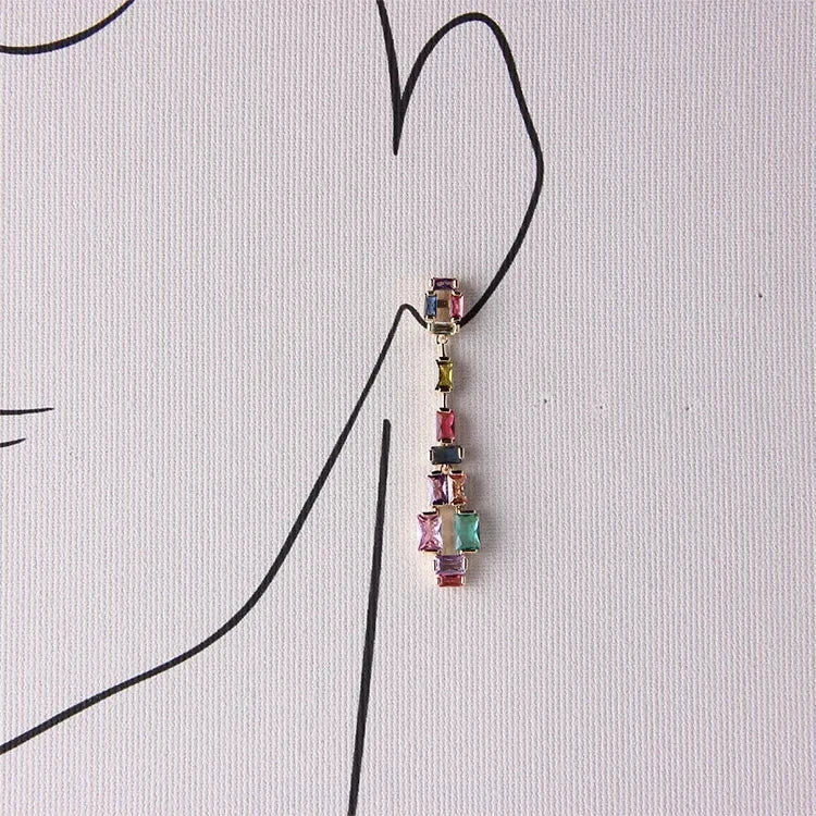 Factory Price Trendy Female Zirconia Stone Earrings Charm Colorful Zircon Small Earrings for Women Wedding Earrings