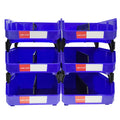 LEADLOONG Blue Color V4 Tool Storage Box 6pcs 11x11x5 Inch/27.6*27.9*12.8cm PP Stackable Folding Combinable Tools Organizer