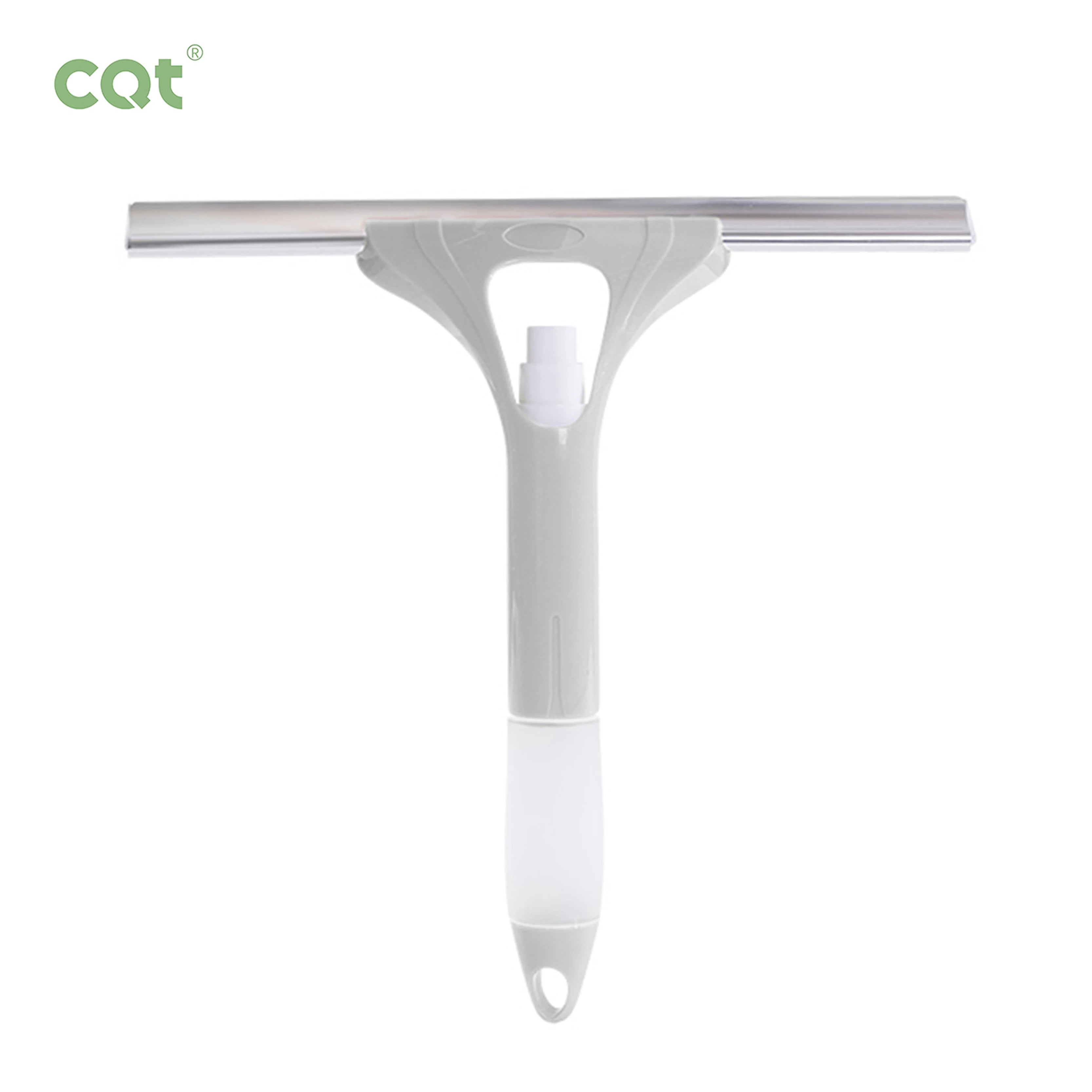 Home Cleaning Multifunctional Window Glass Squeegee with Spray Bottle and Plastic Handle Icy White 26x25cm