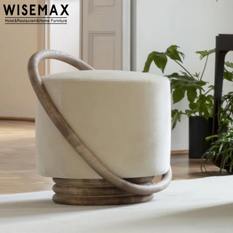 WISEMAX FURNITURE Factory Direct Sale Wooden Fabric Stool Home Footrest Modern Velvet Elegant Ottoman