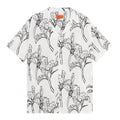 Imperio Corinto Men's White Casual Summer Empire Waist Hawaiian Short Sleeve Shirt with Black Palm Trees