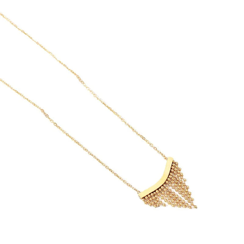 AA01042 Triangle Bead Curtain Tassel Pendant Stainless Steel Necklace Wave Bead Tassel Chain Necklace for Women