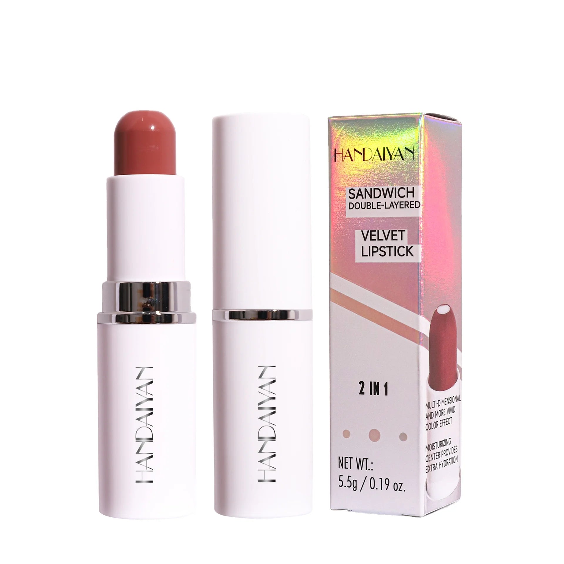 Lipbalm Lipstick Two-in-one Sandwich Lipstick Matte Moisturizing and Not Easy to Fade Lipstick