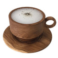 Custom Acacia/Oak Wood Tea Cups & Saucers Set Breakfast Milk Wooden Cup with Customized Logo Manufactured Cup