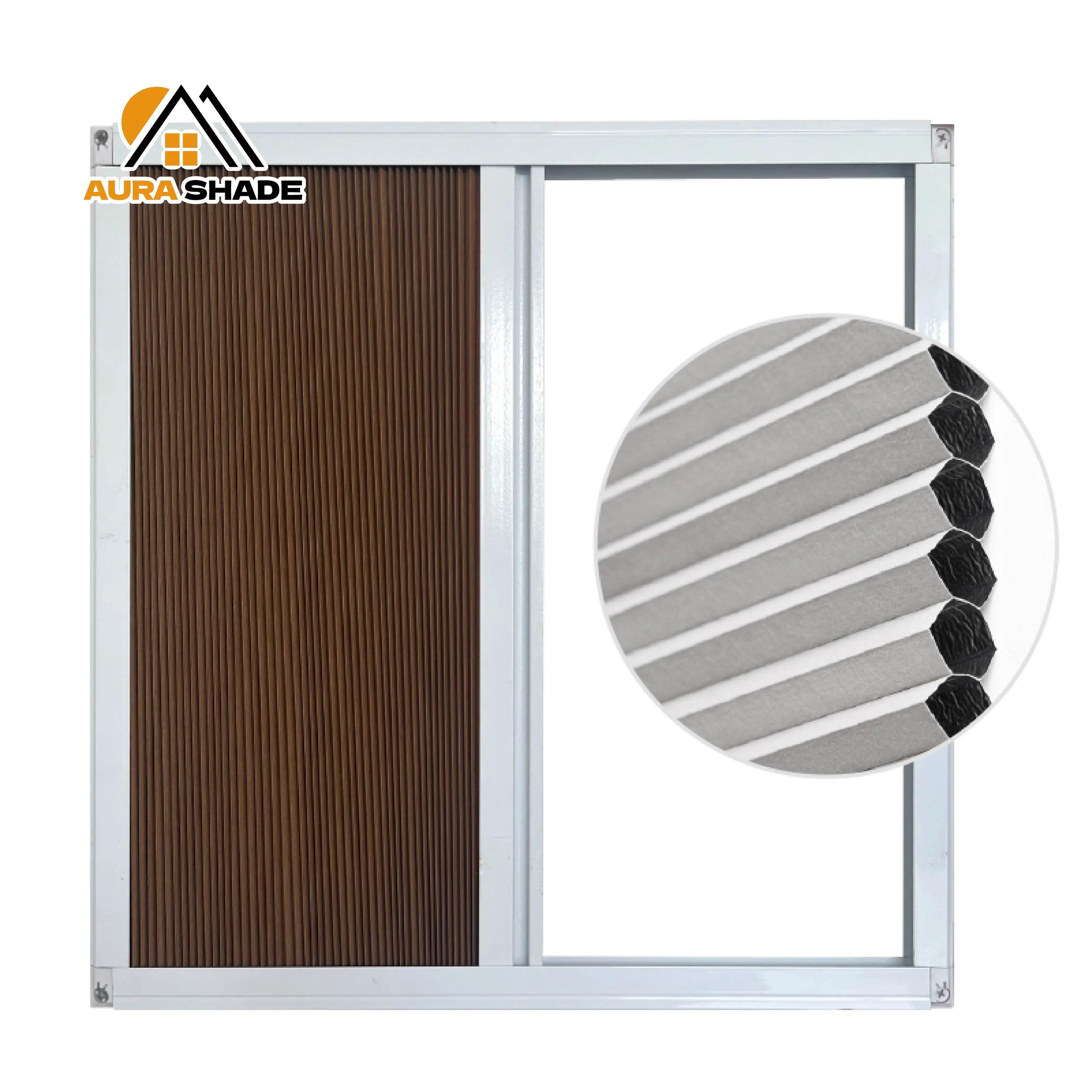 AuraShade KT-039 Waterproof Honeycomb 30mm Blackout Blinds Day Night Sun Shade Mesh Built-in Installation Black Color Modern