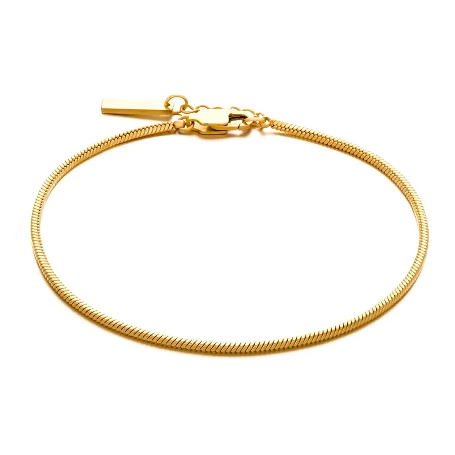 Chihang Stainless Steel 18K Gold Plated 1.5MM Wide Square Chain Bracelet Titanium Steel Rectangle Charm Chain Bracelet for Men