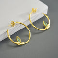 Lotus Fun Pure 925 Sterling Silver Natural Aventurine Round Circle Hoop Earring Fine Jewelry for Women