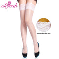 In-Stock Transparent Silicone Lace Top Fishnet Thigh High Stockings Fast Delivery Sheer Hosiery Stay-Up for Ladies