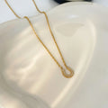 Titanium Steel U-shaped Necklace Stainless Steel Gold-plated 18k Horseshoe Shaped Pendant Collarbone Chain for Women