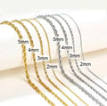 JZNS Factory Direct Wholesale 1- 4mm Chain Necklace Sterling Silver Diamond Cut Rope Chain for Women Men
