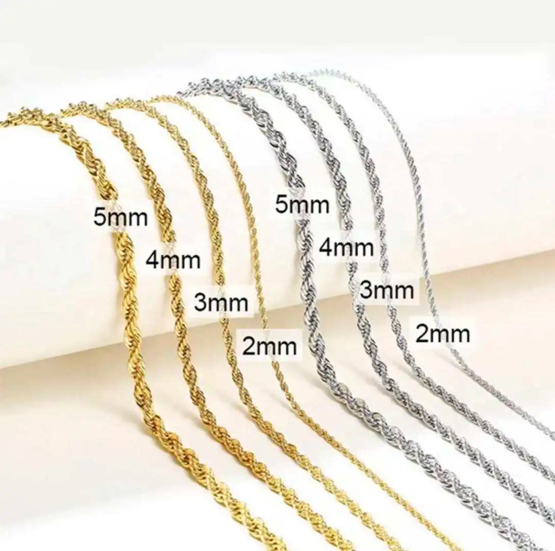JZNS Factory Direct Wholesale 1- 4mm Chain Necklace Sterling Silver Diamond Cut Rope Chain for Women Men