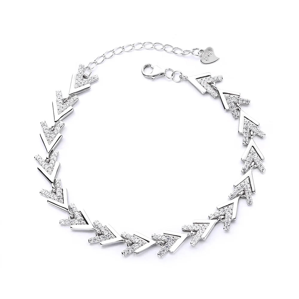 Hot Selling Simple Design Custom Logo Arrow 925 Sterling Silver Bracelet