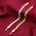 Hip Hop Rock Curb Cuban Link Chain Bracelets Simple 6mm 10mm Silver Gold Plated Flat Chain Bracelet for Men Fashion Jewelry