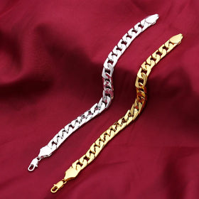 Hip Hop Rock Curb Cuban Link Chain Bracelets Simple 6mm 10mm Silver Gold Plated Flat Chain Bracelet for Men Fashion Jewelry
