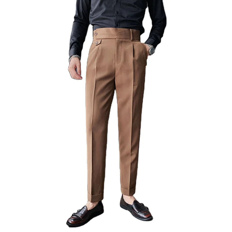 Wholesale Fashion Trend Comfortable Feel Unique Design High Waist Straight Casual Men Suit Pants Waterproof Breathable