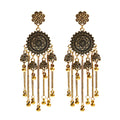 Douvei 4 Pcs / Set Bronze Gold Plated Alloy Bohemian Vintage Drop Girl Jewelry Long Tassel Dangle Bell Luxury Stud Earrings
