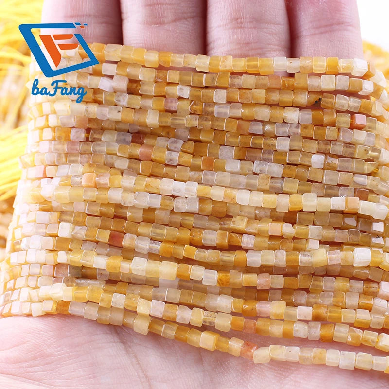 Hot Selling 2x2mm Natural Square Aventurine Gemstone Bead Yellow Aventurine Cube Stone Beads DIY Jewelry Making