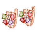 Wholesale New Designs Gold Jhumka Women Fashion Earrings Jewelry Elegant Colorful Flower Copper Zircon Clip on Earring