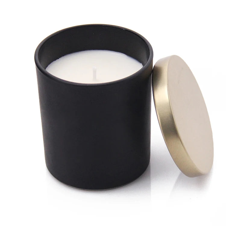 Creative Free Sample Luxury Frosted Glossy 8090 10oz Scented Wax Container Glass Candle Jars With Metal Lids