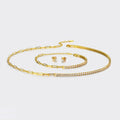 Jewelry Sets for Women Classic Iced Out Paper Clip Bling 2.5MM Cubic Zirconia 3 PCS Bracelet Necklace Earrings Fashion Jewelry