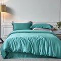 Luxury Gray Pillow Cover Satin Queen Size 180cm Lyocell Fiber Solid Color Bed Sheet Green Bedding Set Wholesaler