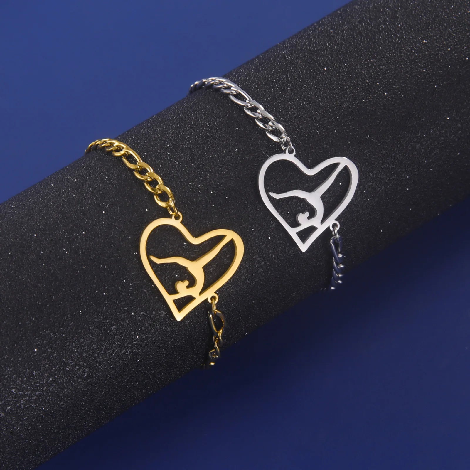 Factory Stainless Steel Gymnastics Charm Chain Bracelet Gift for Gymnast 18k Gold Plated Gymnastic Charm Bracelet