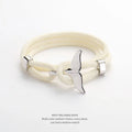 Creative Three-Layer Adjustable Whale Tail Fishtail Bracelet Colorful Braided Rope with Pearl Stone Trendy Gift for Men Women