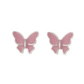 REETI 925 Sterling Silver Pink Butterfly Stud Earrings for Women Trendy Fashion Jewelry for Wedding Gift Lady's Personality
