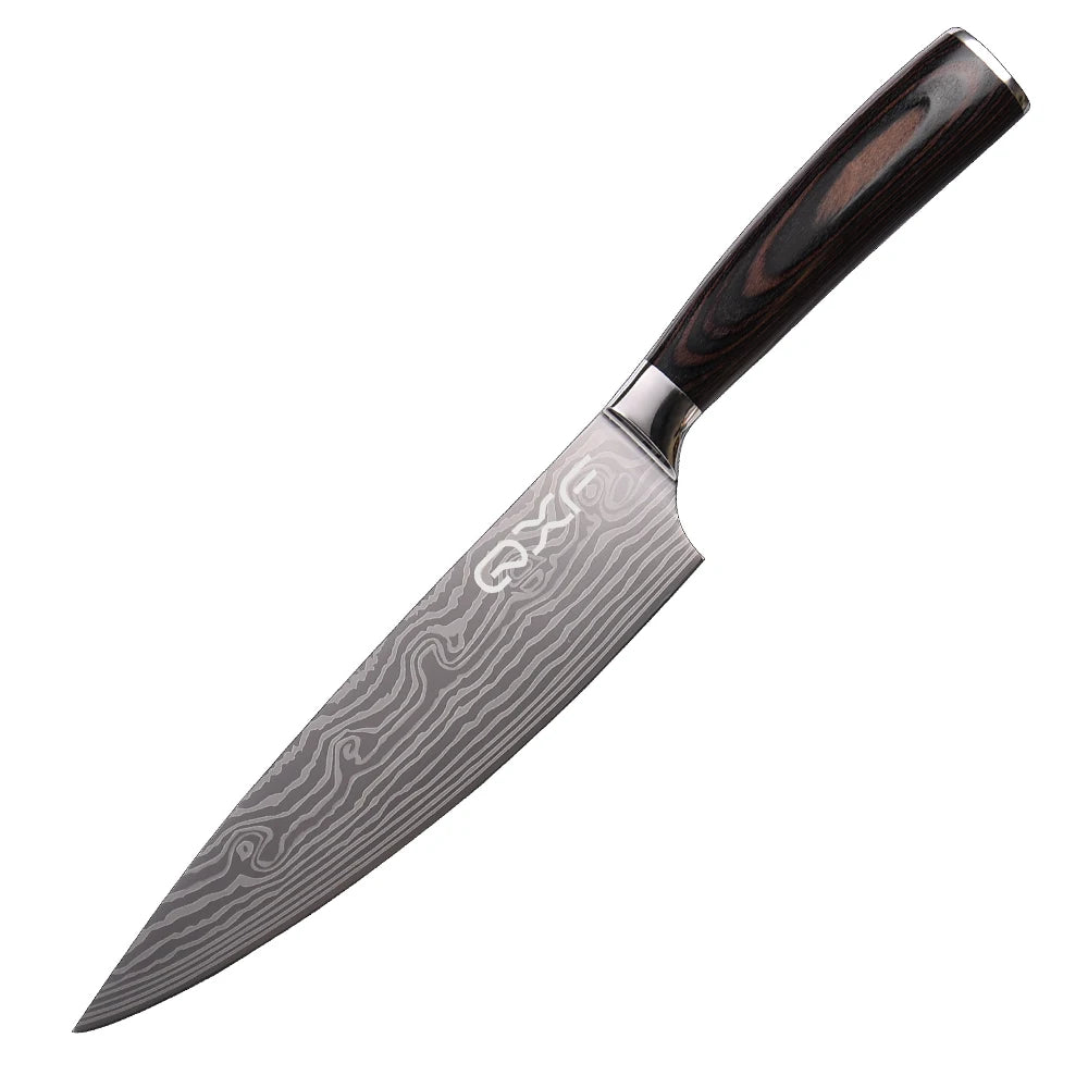Nre Design High Carbon Steel 7Cr17MoV Stainless Steel Damascus Pattern Chef Knife Professional