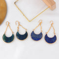 Dark Mirror Gold Plated Alloy Long Chain Hoop Earrings for Women Cute Style with Fine Meniscus