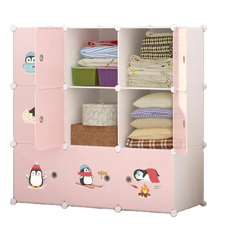 Portable Freestanding Plastic Organizer Cube for Kids' Closet Living Room Wardrobe Storage Solution for Clothes Storage