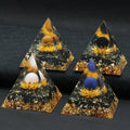 6cm Wholesale Crystal Energy Pyramid Healing Reiki Meditation 7 Chakra Orgonite Orgone Pyramids Metal Base
