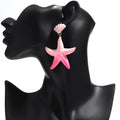 Elegant Style Color Alloy Spray Paint Pink Starfish Drop Earrings Small Fresh Beach Style Drop Earrings for Women