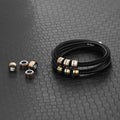 Custom Bead Leather Bracelet for Men with Stainless Steel Rotating Engraved Name Beads