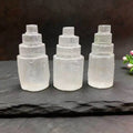 Wholesale Natural High-quality Carved White clear Satin Spar Crystal Round Selenite Tower for Decoration