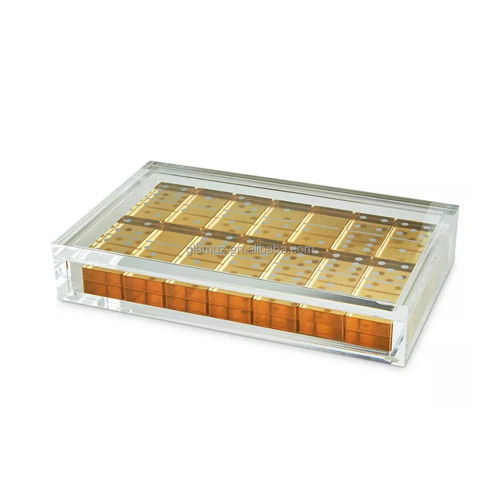 Luxury logo Blank Top Metal Double Nine Mexican Mesa De Acrylic Box Custom Game Wood Table Set Domino