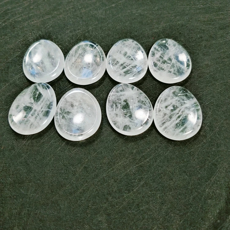 HZ WHOLESALE NATURAL Clear Quartz STONE BEADS THUMB STONE WORRY STONE for MASSAGE TOOLS