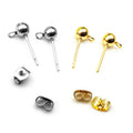 Hypoallergenic Gold Plated Stainless Steel Earring Posts and Backs Findings Jewelry Making Supplies